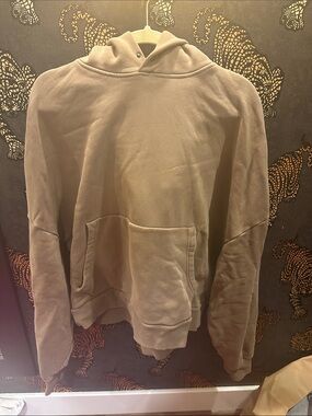 Women's Beige Pullover rectangle Hoodie Sweatshirt unisex